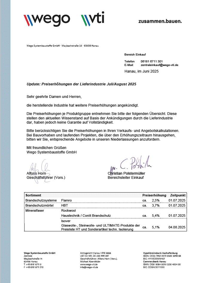 Wego Systembaustoffe - Baustoffe, Holz, Dämmstoffe, für Bauprojekte.