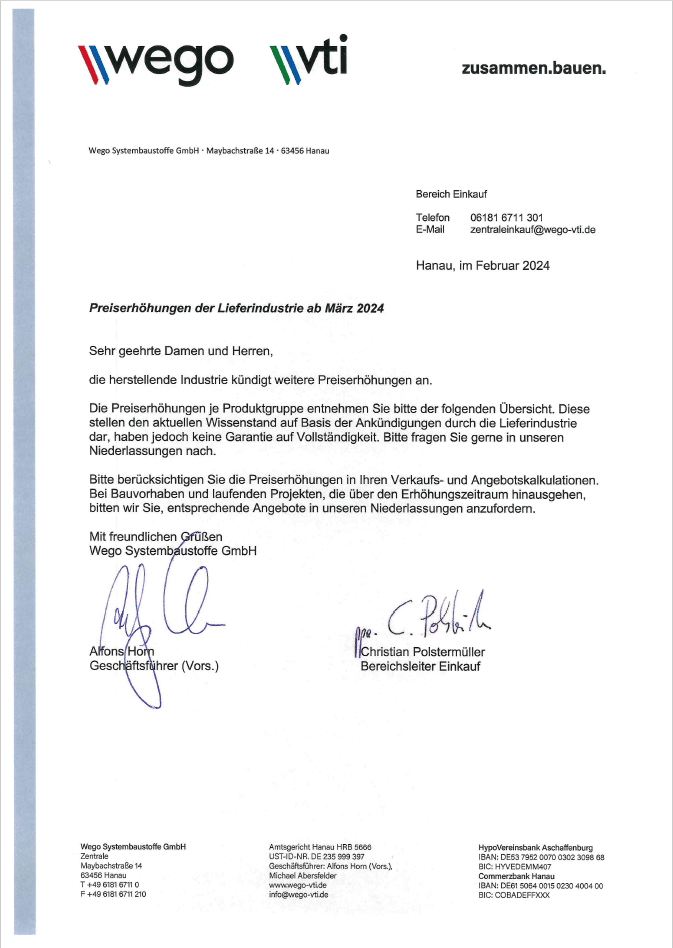 Baustoffe und Systembaustoffe bei Wego – hochwertige Bauprodukte für Ihr Projekt.