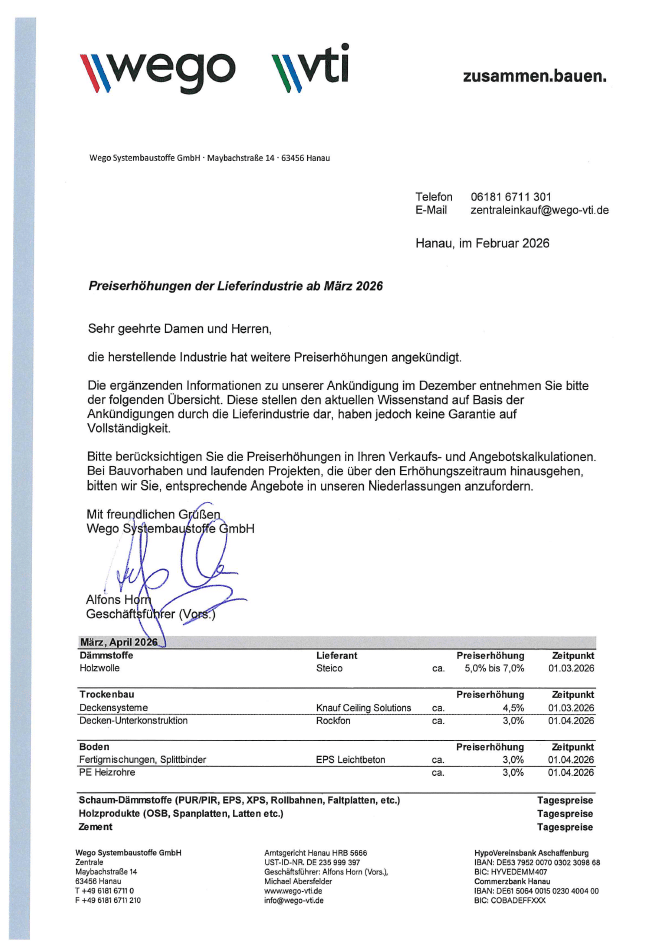 Hochwertige Baustoffe für Systembau und Renovierung bei Wego Systembaustoffe.